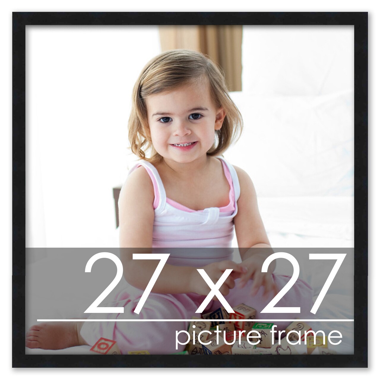 Square Simple Black Picture Frame - UV Acrylic, Foam Board Backing, Hanging Hardware